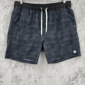Vuori Kore Shorts Black Grey Camo Lined Drawstring Activewear Athletic